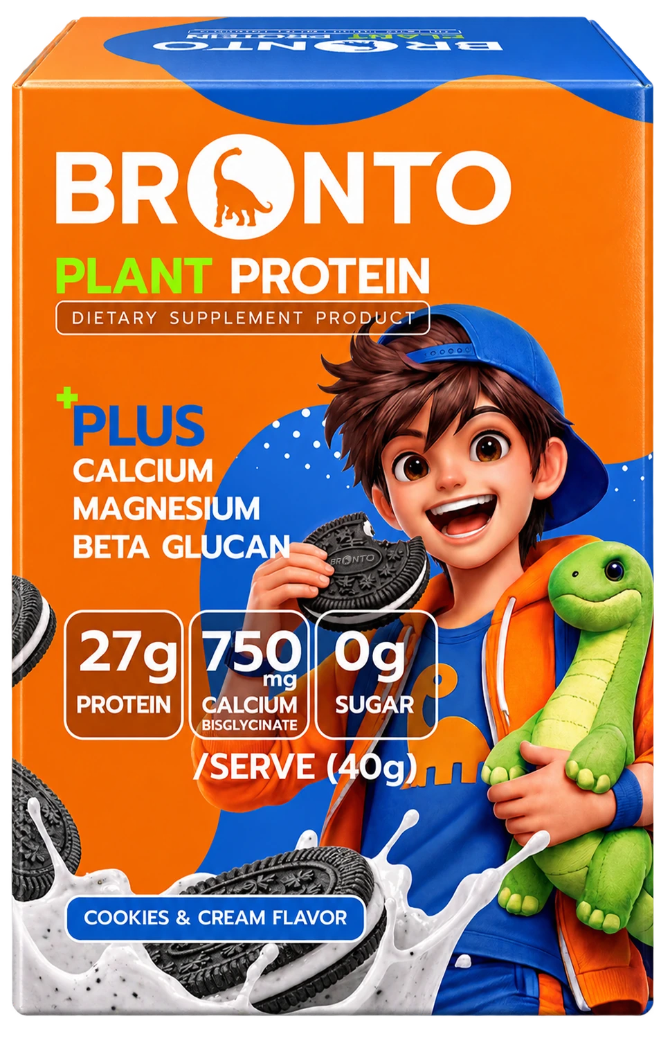 กล่อง BRONTO Plant Protein รสคุกกี้แอนด์ครีม